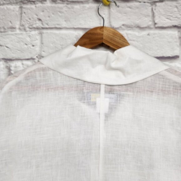 Stina Sayre White 100% Linen Collared Button Up Shirt Lagenlook  XL - Picture 4 of 13